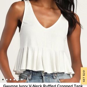 Lulu’s Ruffled Cropped Tank Tops 1 WHITE